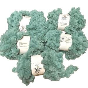 Yarn Bee Fur A Loop Aqua Marine Knitting Crochet Or Knitting Yarn Lot 5 New
